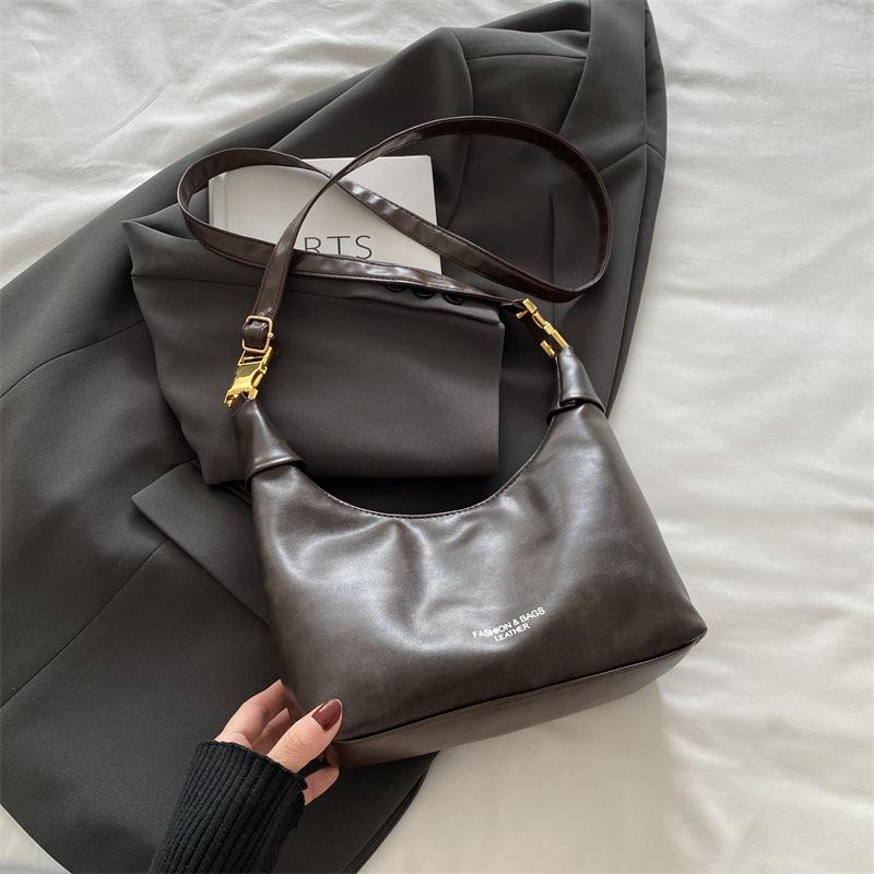 Ретро женская сумка 2025 новая осенняя мода мягкая поверхность сумка-пельмень высокая ценность одноплечевая сумка-мессенджер