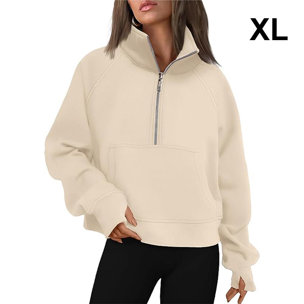 Женские толстовки на молнии, укороченный пуловер, флисовые толстовки на молнии на четверть, осенняя одежда, одежда с отверстием для большого пальца