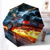 Time-Traveling Flames: The Ultimate Back to the Future Car-Themed Umbrella with Automatic Opening, Foldable Design, 8-Bone Frame, Outdoor Us