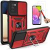 Protective Case - PROSHOP - for Samsung A02S - Red - Anti-Scratch - Shockproof Back Ring - 2 Tempered Glass