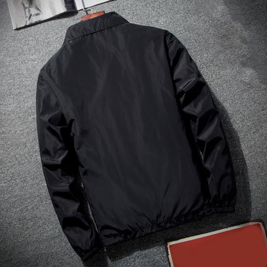 Мужская уличная ветровка с лацканами и длинным рукавом, однотонная куртка с карманами на молнии, весенне-осеннее пальто