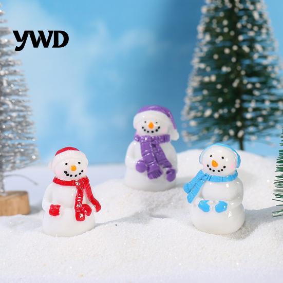 Waterproof Resin Garden Accents 2Pcs Christmas Mini Snowman Figurines, Winter Tiny Decoration, Xmas Micro Tree Decorations Landscape Ornament