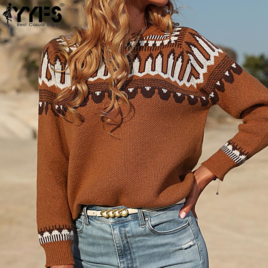 YYFS Женские модные повседневные осенне-зимние свободные свитера с длинным рукавом и круглым вырезом