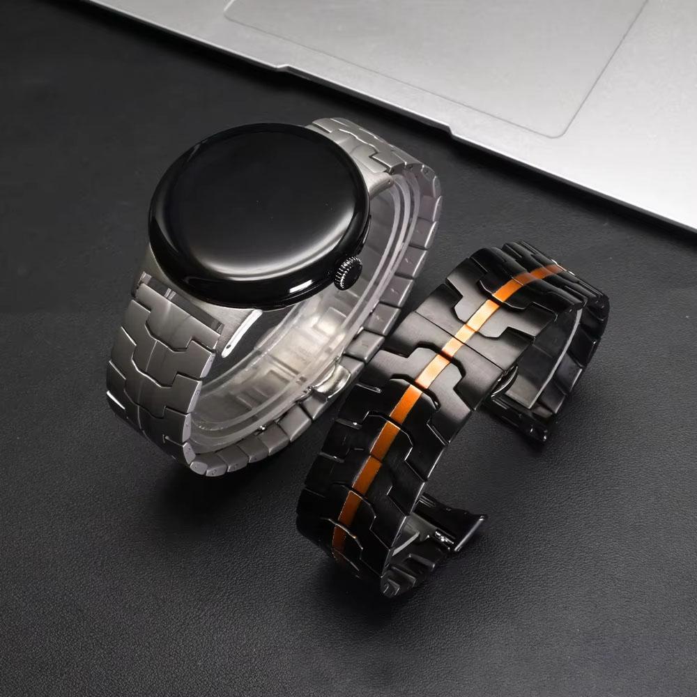 Watch Band For Google Pixel Watch 4 45mm/3 45mm Butterfly Clasp Stainless Steel Wrist Strap