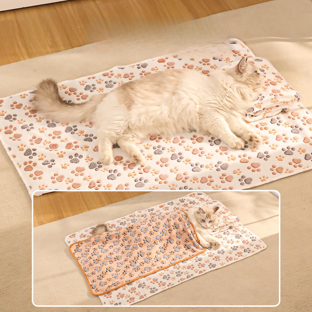 Зимнее одеяло для питомца Коралловый флис Следы Собачий матрас Удобный Теплый Коврик для будки Маленький и Средний размер Питомец Квилт