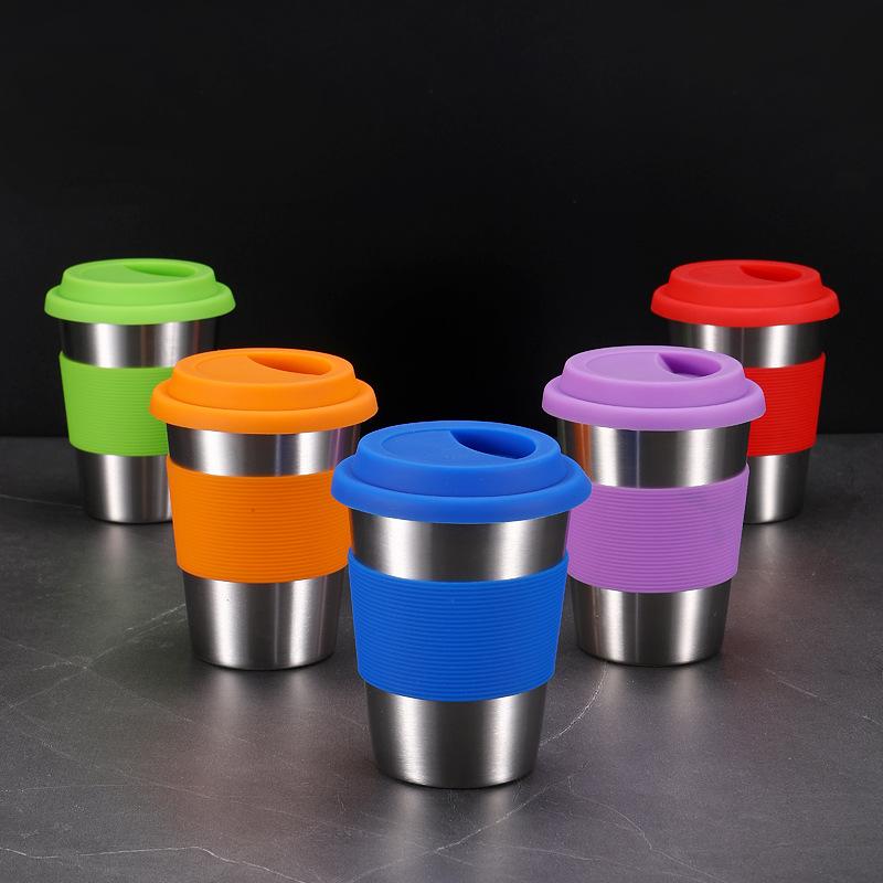 304 нержавеющая сталь кофейная кружка с силиконовыми крышками портативная кружка для воды, напитков, чая, молока, пива, антиожоговая дорожная посуда для напитков 350 мл