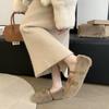 Autumn and Winter Round Head Soft Sole Outer Wear Retro Thickened Plush Flat Bottom Fluffy Shoes Women's Warm Single Shoes