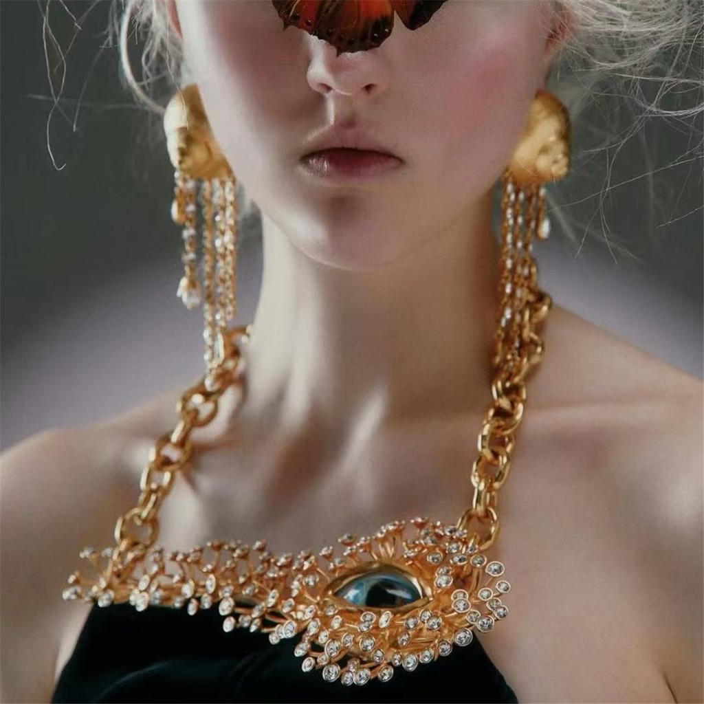 Tooxika Французский Парижский Стиль Индивидуальность Взрыв Глаза Полные Бриллиантов Ожерелье Легкая Роскошь Высокое Чувство Моды Подиум Цепочка на Ключицу для Женщин