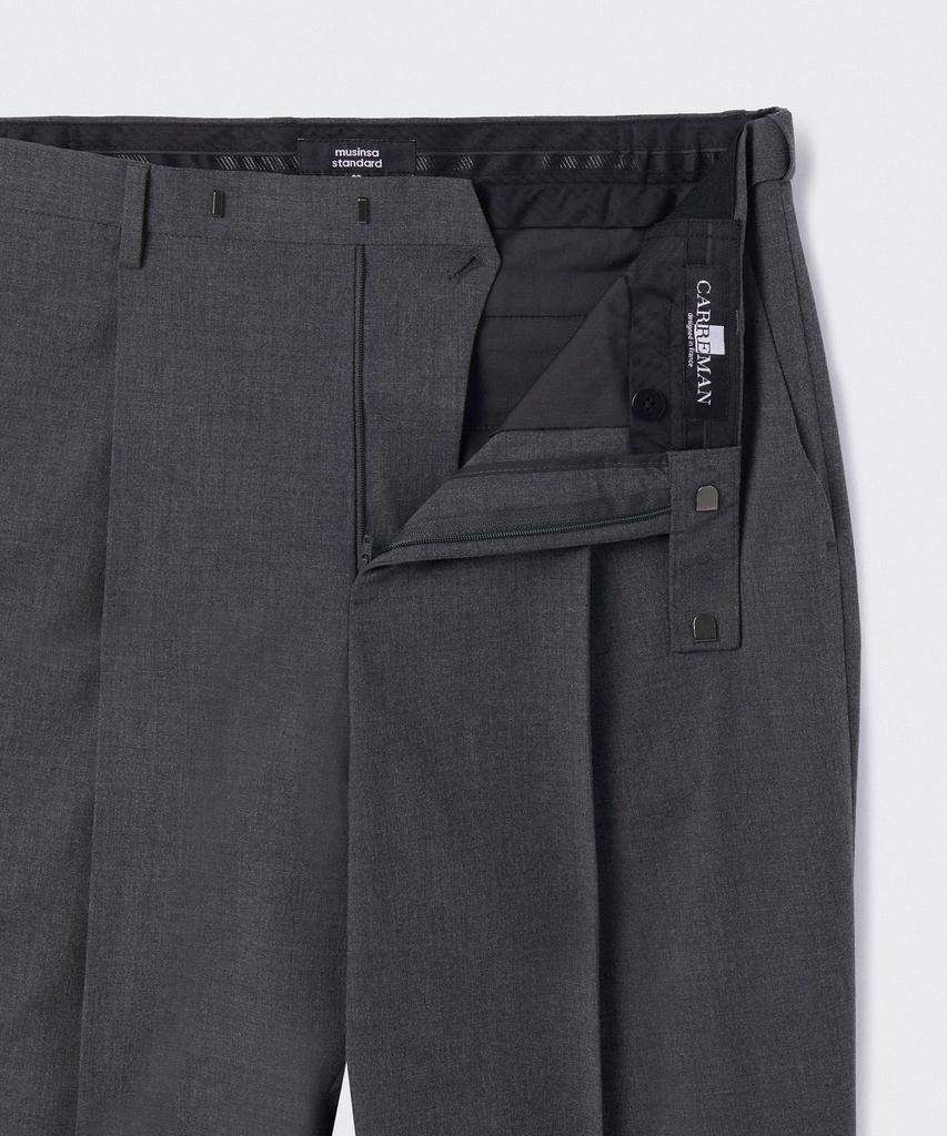 MUSINSA STANDARD Light Plain One-Pleat Wide Hidden Elastic Waist Slacks [Medium Gray]