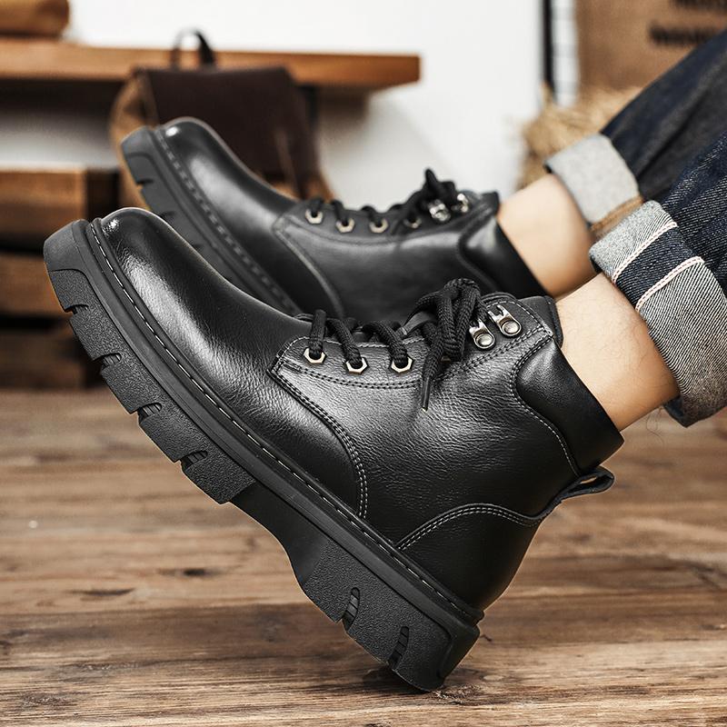 Fashion Genuine Leather Men's Boots Fashionable Classic Styles Outdoor Leisure Business Party Daily Office Motorcycle High-quality Shoes
