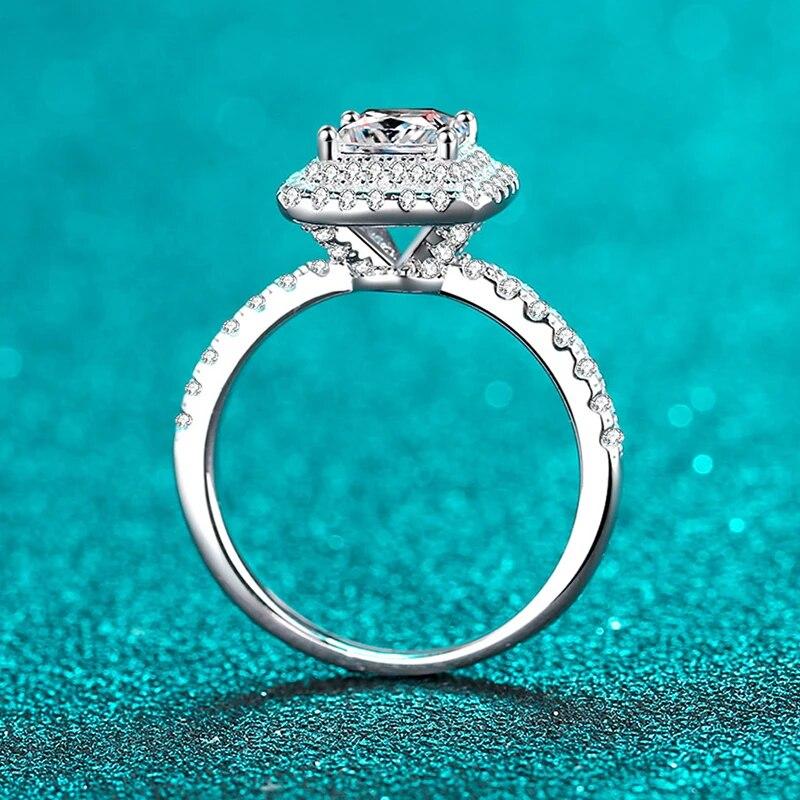 5,5 мм 1 карат кольца с бриллиантами принцессы из муассанита для женщин квадратные роскошные ювелирные изделия S925 стерлингового серебра белое золото группа GRA