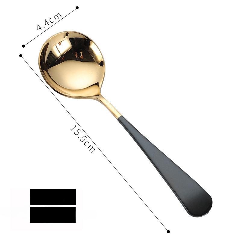 Ложка из нержавеющей стали 304, Золотая ложка с круглым кончиком, металлическая цветная ложка для мороженого, ложка для риса, ложка для супа