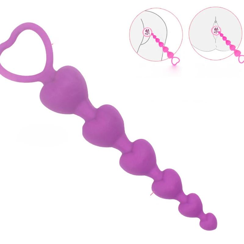 New Heart Beads Soft Anal Plug Anus Toys Big Balls Silicone G-Spot Stimulating Butt Plugs Adult Sex Couple Sexy