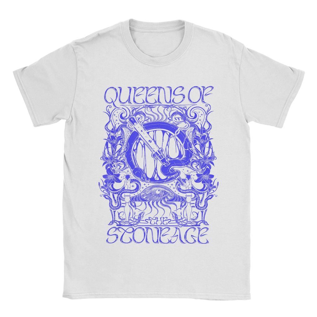 Funny Queens Of The Stone Age Illustrated T-Shirts for Men Round Neck Pure Cotton T Shirt Short Sleeve Tees Summer Clothes