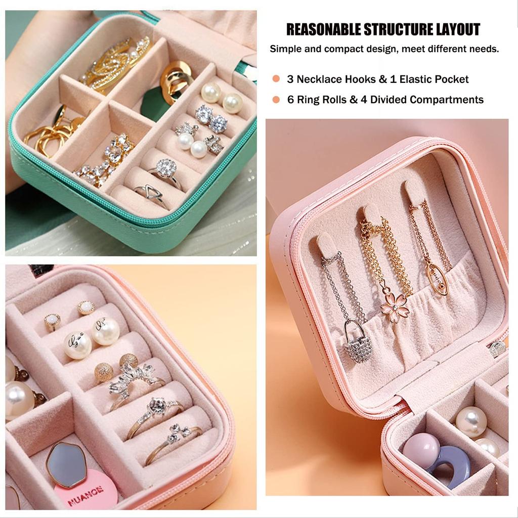 Mini Jewelry Storage Box Portable Home Travel Earrings Necklace Storage Case for Women Ring Organizer PU Leather Display Case KTY