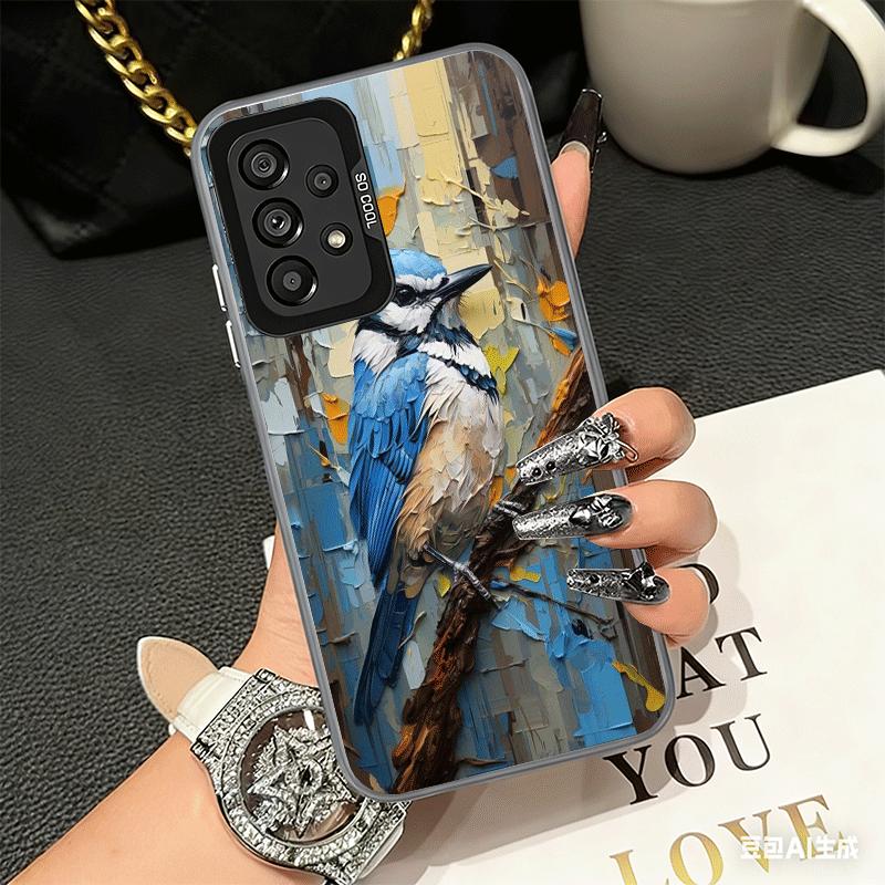 Bird Oil Painting Style Soft Phone Case for Samsung A17 A16 A15 A14 A13 A57 A56 A55 A54 A53 A37 A36 A35 A34 A33 A26 A25 A24 A23