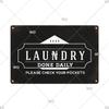Laundry Vintage Metal Sign Tin Sign Funny Metal Plaque Retro Plate Metal Poster Open 24 Hours for Home Room Washroom Wall Decor