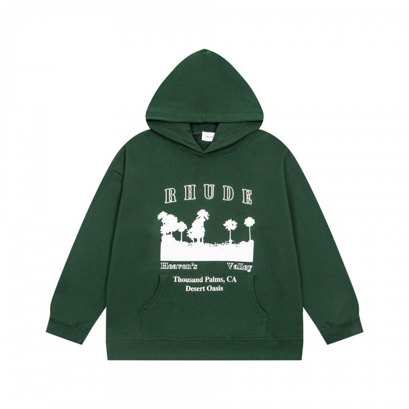 RHUDE Толстовка с графическим принтом из тяжелого хлопка Мужская Повседневная Свободный крой Молодежная Уличная одежда