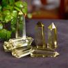 Unique Natural Crystal Beautiful Yellow Gem Home Decor Hexagonal Wand Column  Energy Stone Pyramid