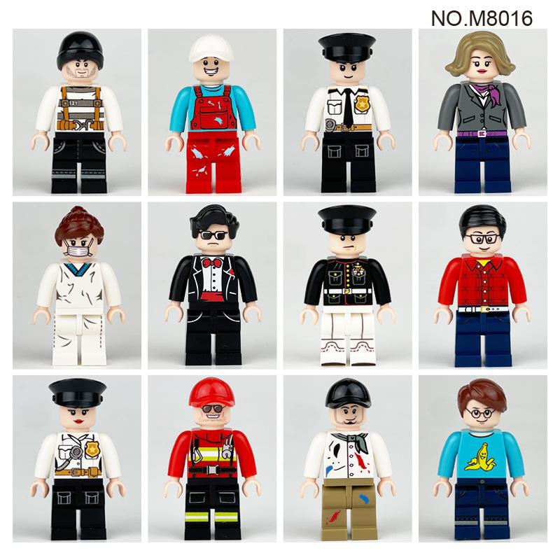 12pcs City Series Doctor Police Professional Doll Building Blocks
