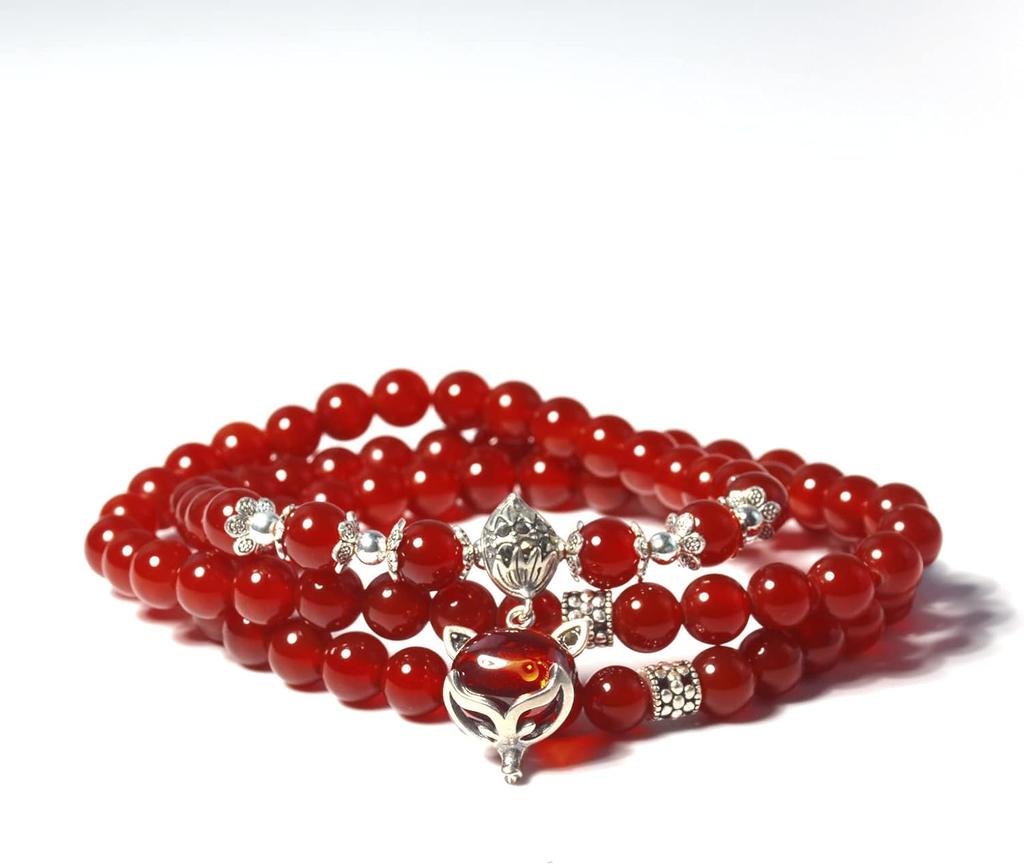 Браслет из натурального красного агата, многослойный браслет из лисы, натуральный кристалл, снимает стресс, приносит удачу