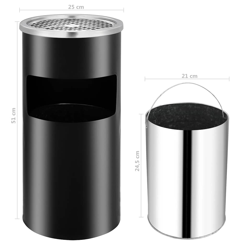 Wall Mounted Ashtray Steel 26 L Black