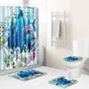 Fashion Sea World Dolphin Shower Curtain Set Bathroom Non-Slip Bath Mat Toilet Lid Cover Polyester Waterproof