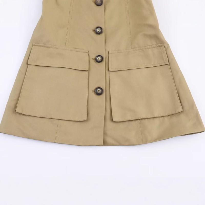Womens Casual Stand Collar Jacket Street Style Mid-Length Single-Breasted Long Sleeve