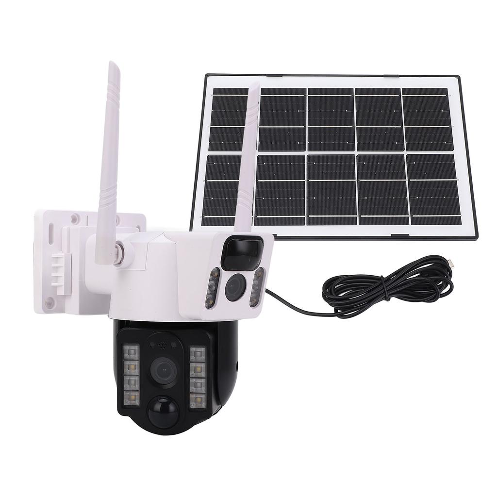 Solar Security Camera 4MP 2K Motion Detection Intelligent Alert 2 Way Talk Dual Lens Outdoor