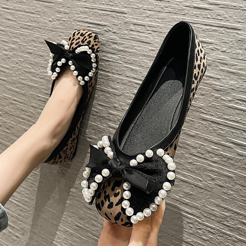 2024 Spring Summer Shoes Women Flats Elegant Ladies Leopard Shoes Fashion Brand Woman Boat Shoes Flat Plus Size 42 A4376