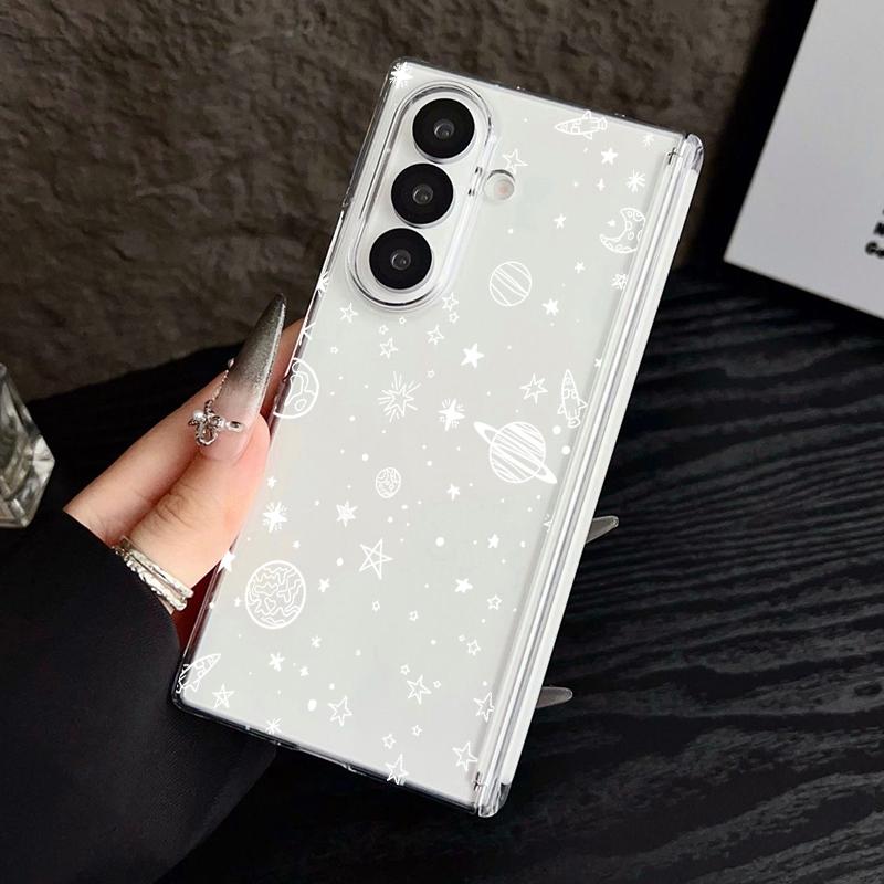 Прозрачный магнитный чехол для телефона с автоадсорбцией для Samsung Galaxy Z Fold 7 6 5 Fold7 Fold6 Fold5 5G, узор "Звезды", жесткая задняя крышка из ПК