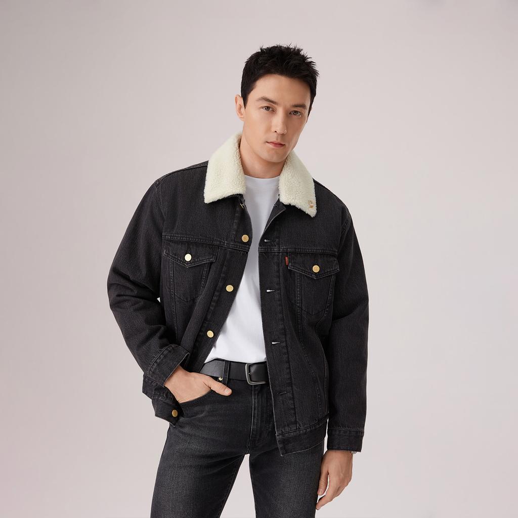 Джинсовая куртка Levis Ограниченная серия Год Лошади С подкладкой из флиса Японский стиль Теплая с фиксацией температуры Искусственный мутон Унисекс Куртка 006P8-0000