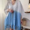 Women's Tie-Dye Tassel Knit Shawl - Spring & Autumn Fashion Cape