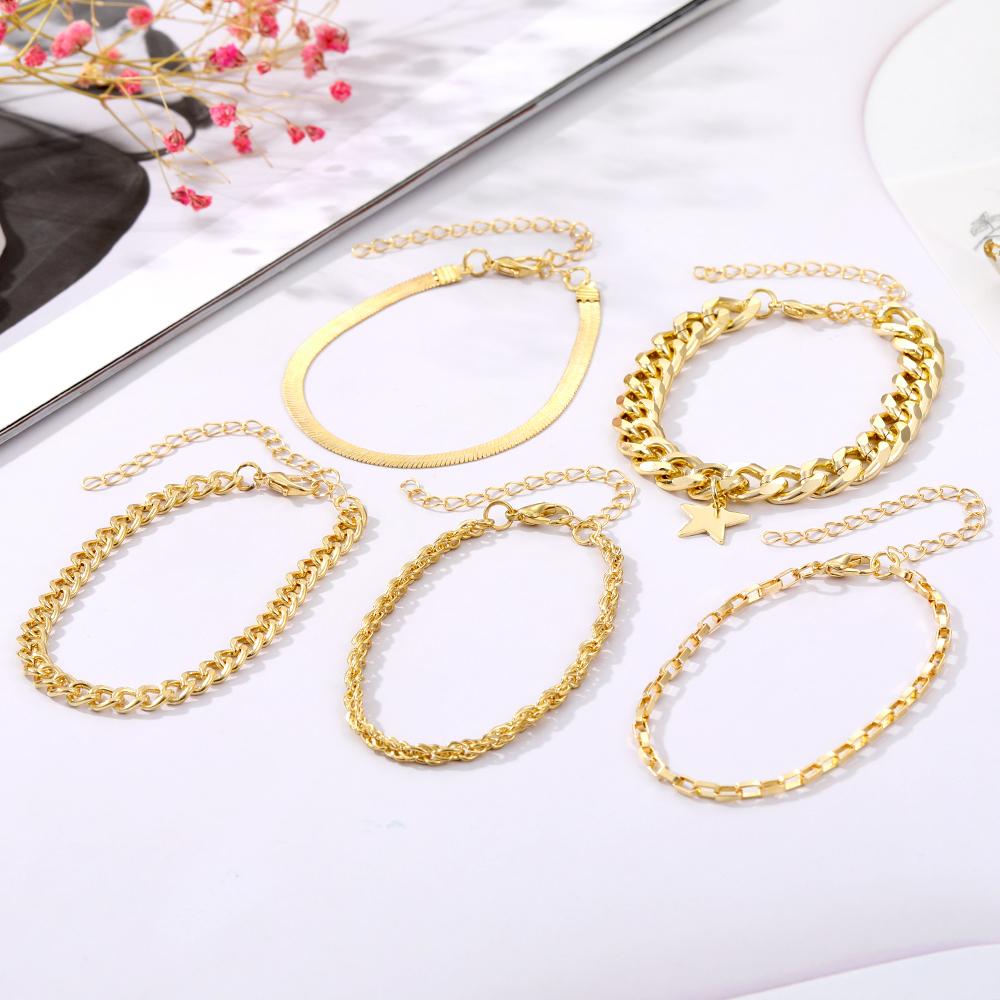 5 Piece Bracelet Couple Fashion Matching Bracelet Hollow Carved Star Pendant Light Luxury Temperament Girl Exquisite Bracelet Gift