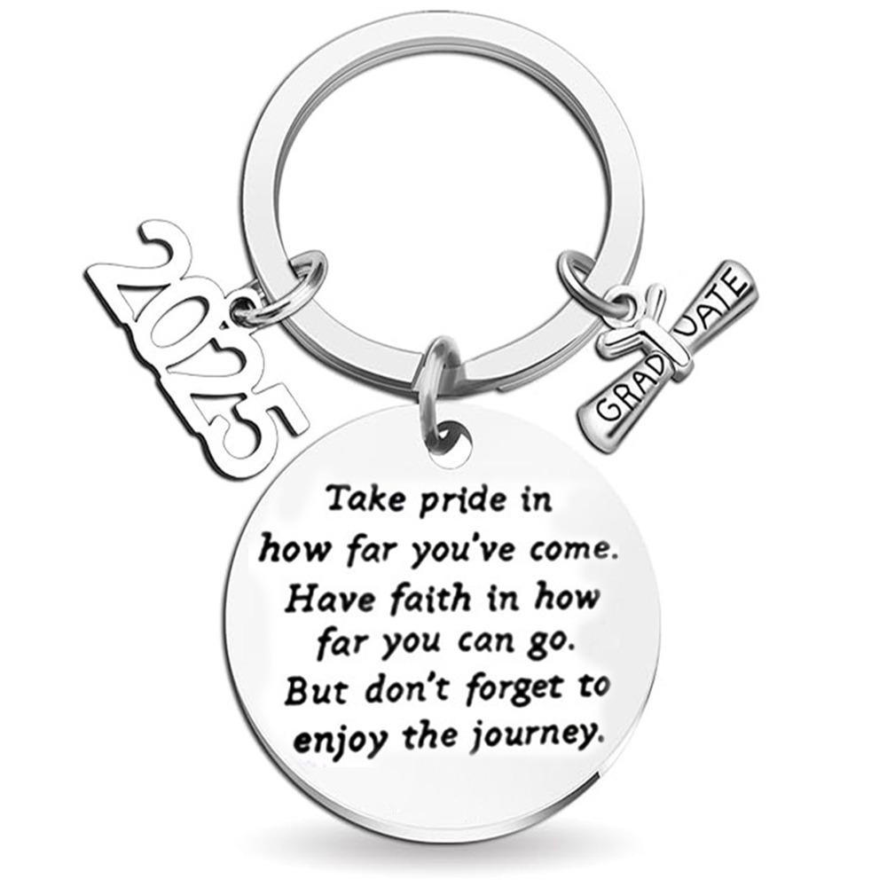 Stainless Steel School Graduate Pendant Gifts Engraved Commemorative Keyring Celebrate Party