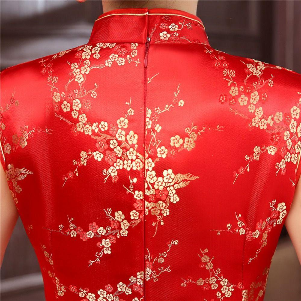 Floral Print Chinese Qipao Mandarin Collar Bodycon Dresses Traditional Traditional Clothing Women