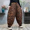 Woman Winter Fashion Vintage Style Print Harem Pants Loose Casual Elastic Waist Chinese Style Pants