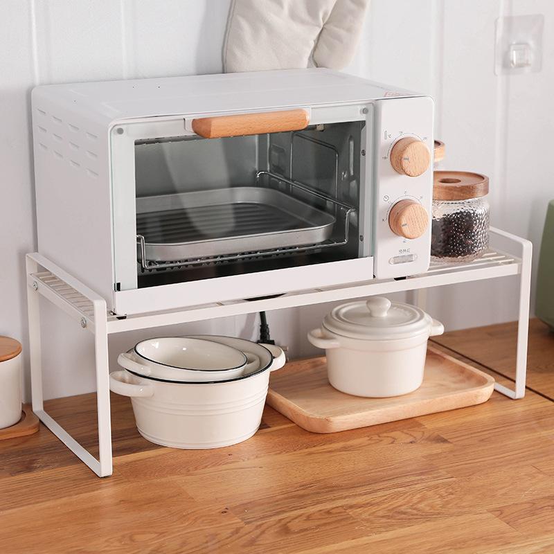 Kitchen Storage Shelf Cabinet Layered Organizers Rack Stackable Counter Shelves Rustproof Spice Rack Pot Bowl Dish Storage Rack