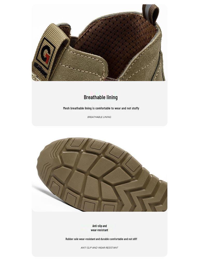 Мужские защитные сварочные ботинки со стальным подноском - Легкие, дышащие, с защитой от запаха, износостойкие, с мягкой подошвой и защитой от проколов.