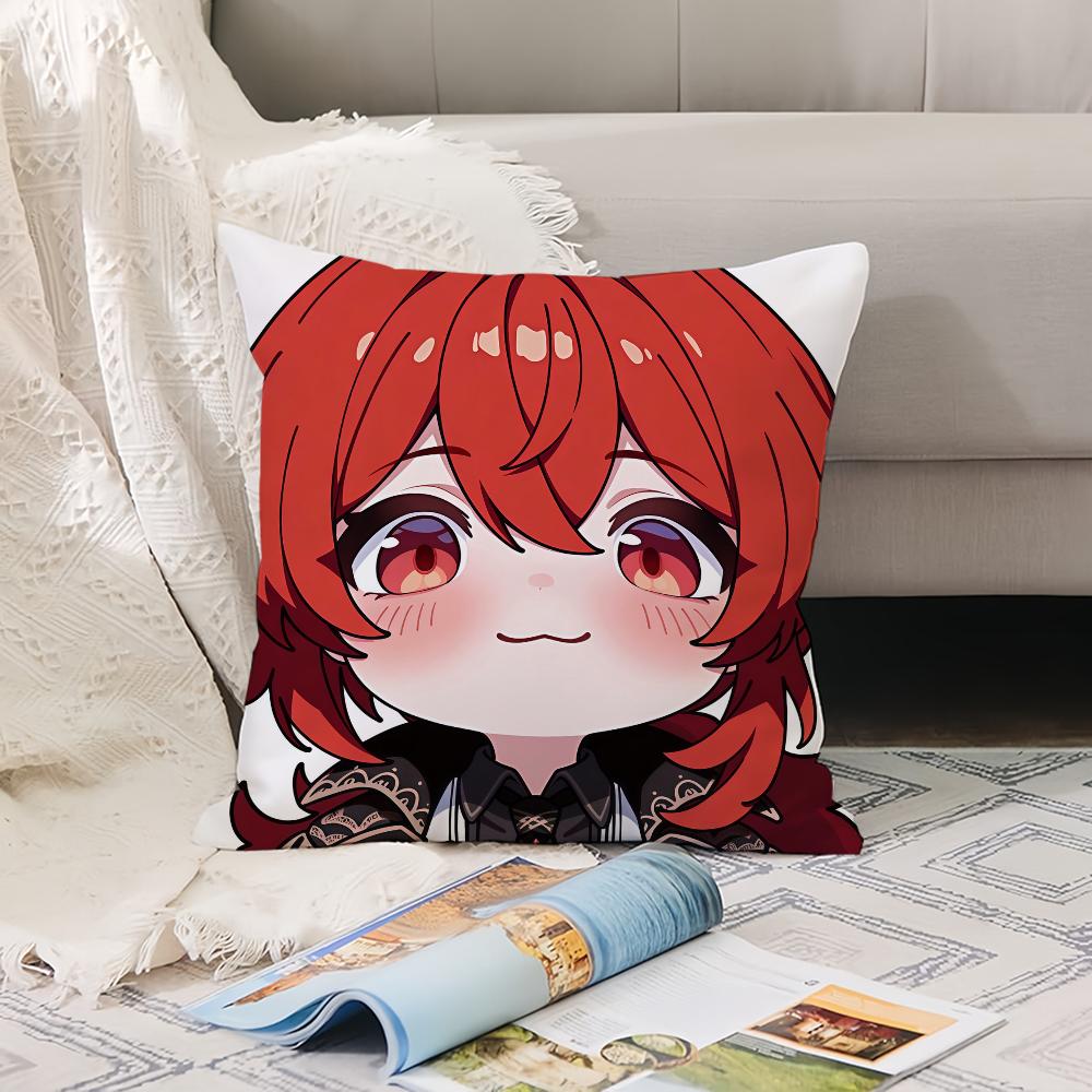 Cartoon cute Genshin Pillow Case Office Cushions Suitable For Sofa Car Bedroom Decorative Cushion Cover