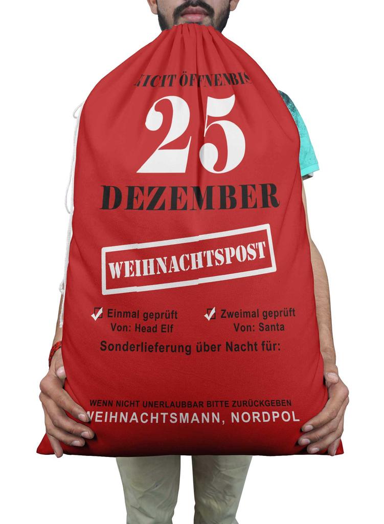 Printtoo 2 шт. Большие мешки Санты с завязками на шнурке, холщовые рождественские подарочные пакеты для детей, Рождество 27x20 дюймов