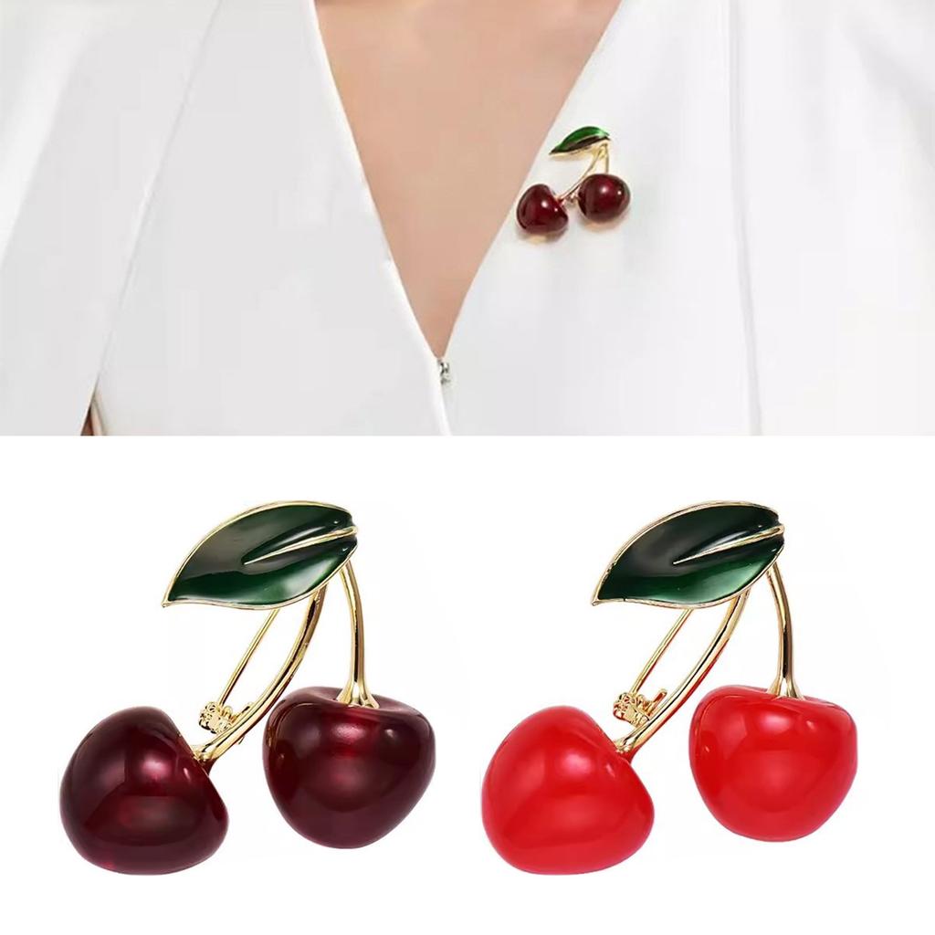 Exquisite Cherry Brooch Cherry Brooch Fun Clothing Jewelry Unique Badges Alloy Texture Suitable for Theme Event