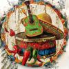 Vibrant Fiesta Metal Wall Art 8x8 Inch Embossed Aluminum Sign Outdoor Party Decor