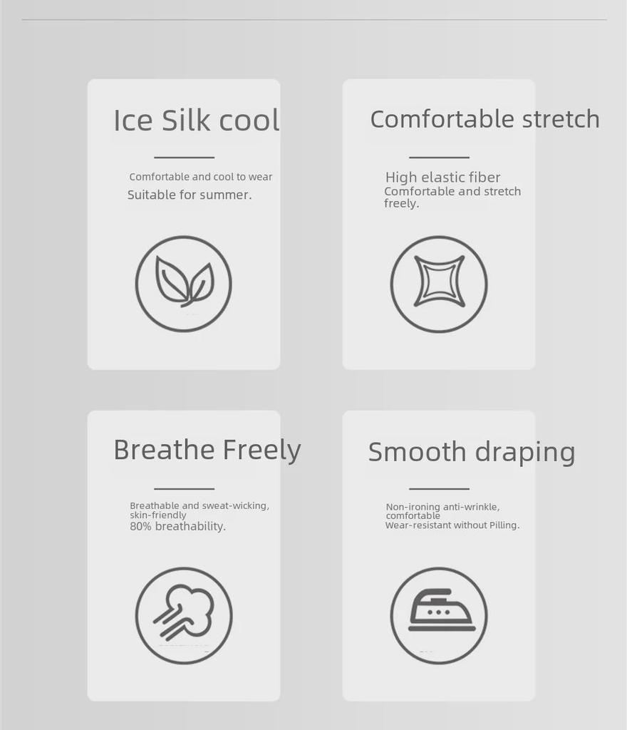 Men's Summer Business Casual Ice Silk Straight-Leg Trousers