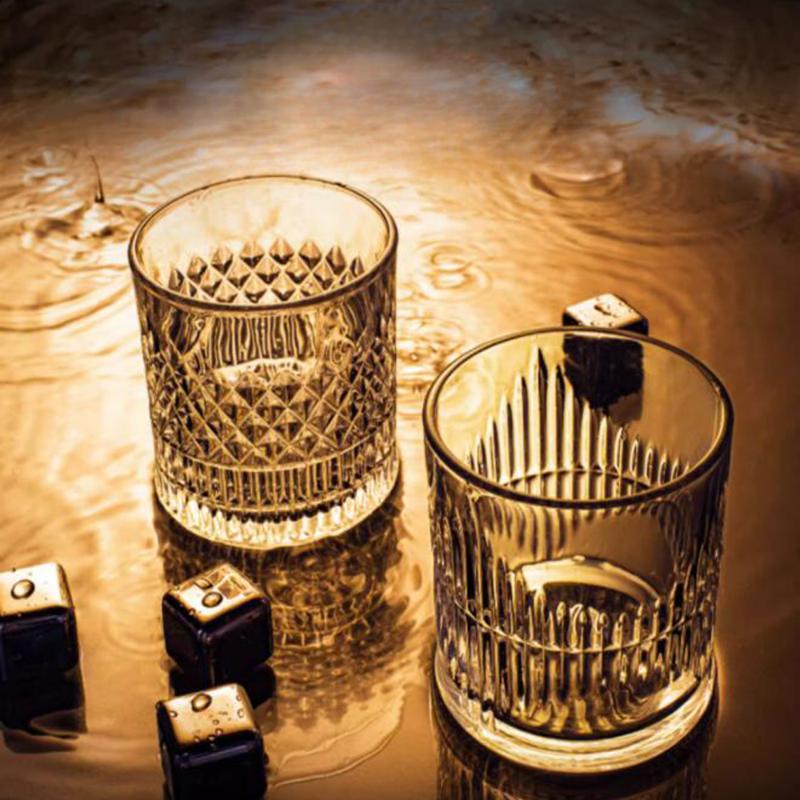 Whiskey Rocks Glass with Luxury Box - Set of 4pcs, 11 Oz Transparent Whiskey Glass for Scotch, Cocktail Drinks, Unique Gifts for