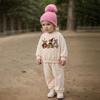 Warm Fleece Lined Baby Clothes Set Cute Round Neck Sweatshirt + Pant Kids Boy Girl Clothing