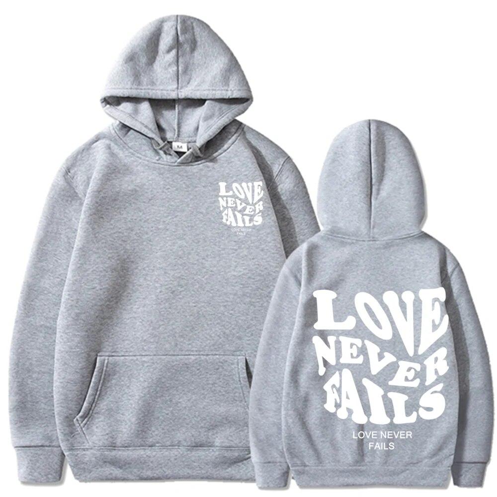2023 Love Never Fails Print Letter Hoodies Women Sweatshirt Khaki Autumn Vintage Oversized Harajuku Loose Tops Casual Pullovers Unisex