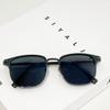 Handsome Half Frame Sunglasses Personalized Retro Rectangular Design Black Gray Eyeglass Lenses UV Resistant Sunglasses