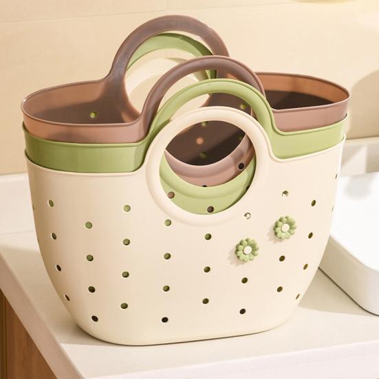 Ручная корзина Портативная сумка-органайзер для душа в ванной комнате с ручками Полая корзина для хранения Сумка для дома Спальни Общежития