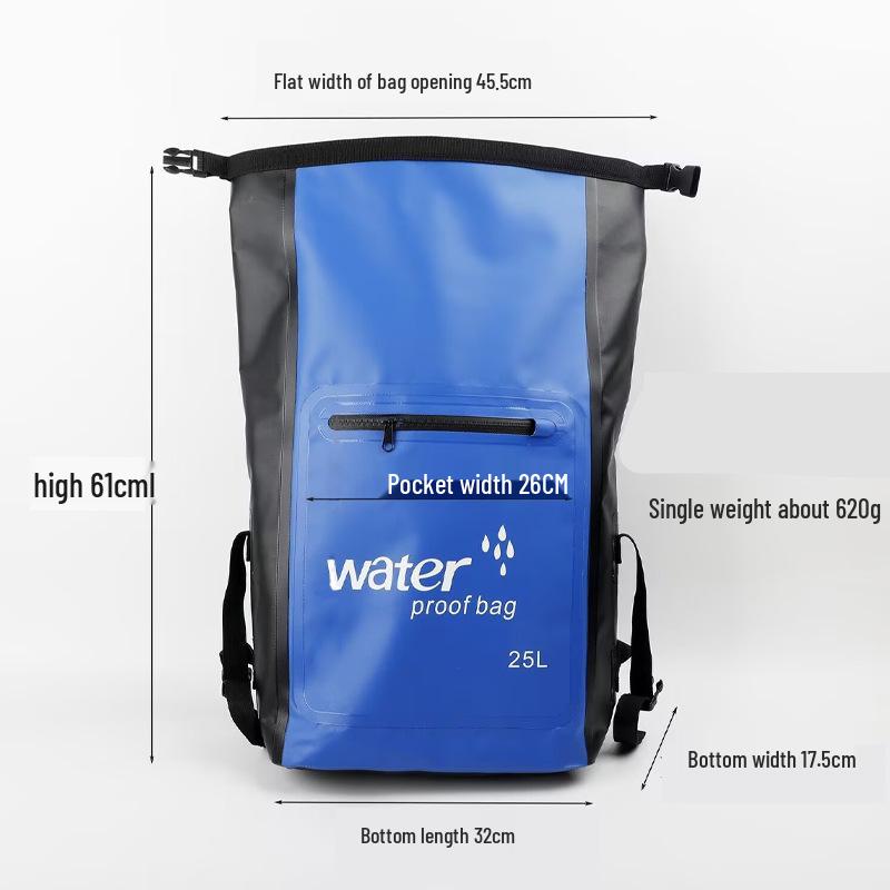 25L Outdoor Waterproof Wear-Resistant PVC Backpack for Rafting and Swimming